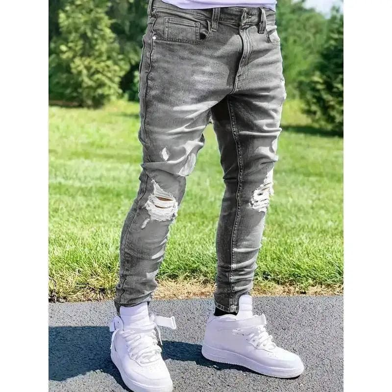 Slim Fit Ripped Denim Pants High Waist Straight Leg Jeans Women's Fashion Casual Torn Hole Design Winter Collection