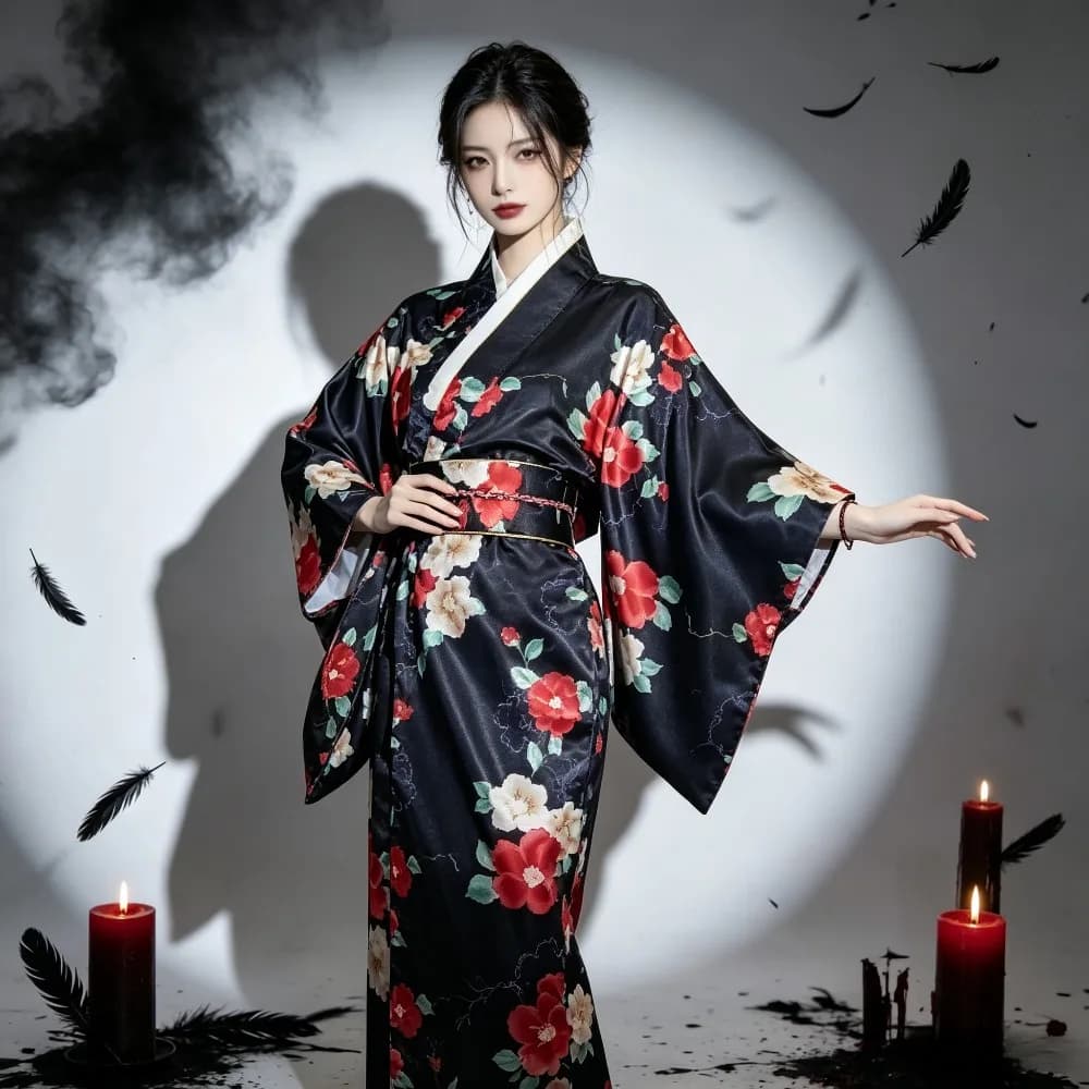 New Japanese Yukata Satin Kimono Robe Women Plus Size Sleepwear Nightgown Bathrobe For Daily Lounge Spa Party Halloween Cosplay