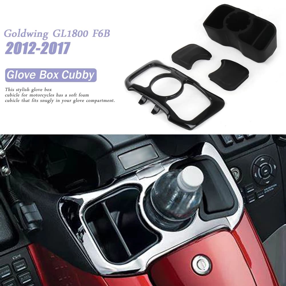 Accessori moto Portaoggetti Scatola portaoggetti Cubby con portabicchieri per Honda Goldwing GL 1800 GL1800 Gold Wing F6B 2012-2017