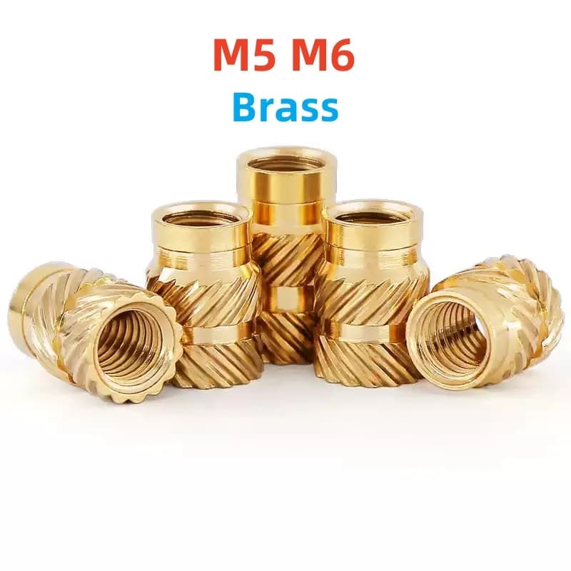 M5 M6 Insert Brass Nut Double Twill Injection Embedment Nut Hot Melt Heat Thread Nuts For 3D Printer Plastic Case