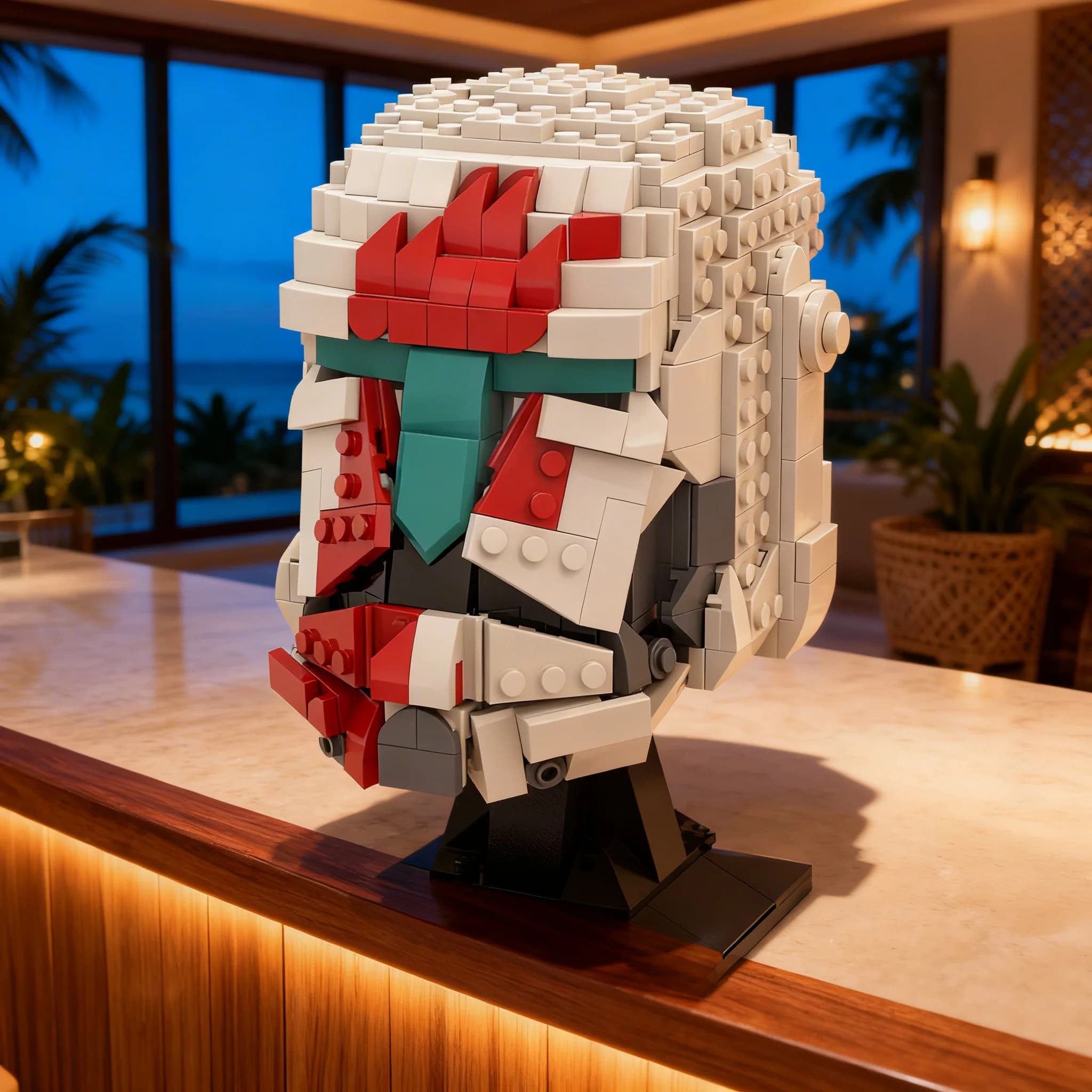 620PCS MOC Sci Fi Helmet Sculpture Model Interstellar Adventure Futuristic Creative Puzzle Blocks Showcase Decorative Toy Gift