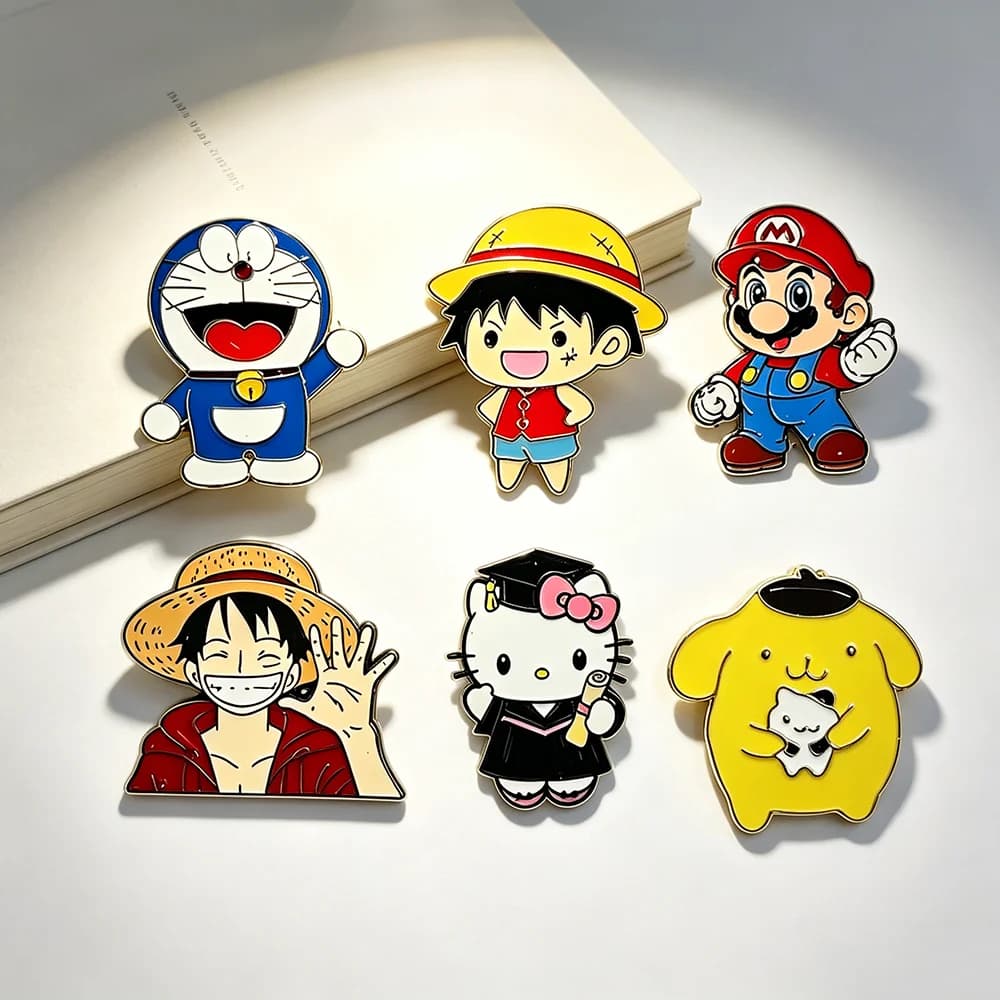 Set di 6 Spille/Pin da Bavero Anime One Piece - Gioielli e Accessori Cosplay Giapponesi per Zaini, Cappelli, Giocattoli, Regali