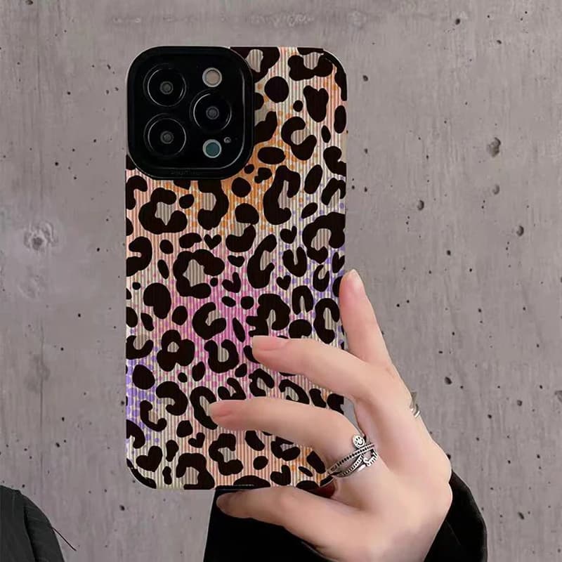 Custodia per telefono in silicone leopardo di colore moda per iPhone 17 Air 13 12 11 16 14 15 Pro Max Plus Mini copertura completa antiurto in pelle