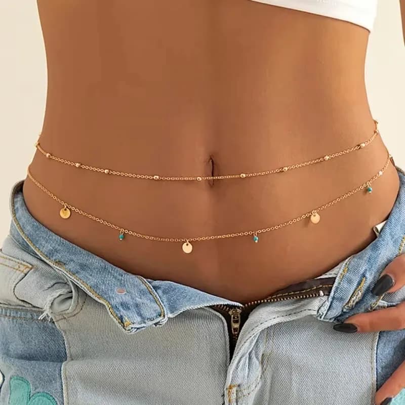 2024 nuova catena a farfalla di perle a doppio strato sexy alla moda per le donne accessori per gioielli per il corpo da spiaggia estiva con perline in vita
