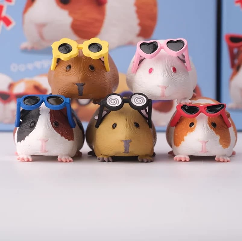 Cavia with sunglasses Blind box Cute mini anime Action Figure Model Toys Kawai Collection Desktop Decorations Christmas Gifts