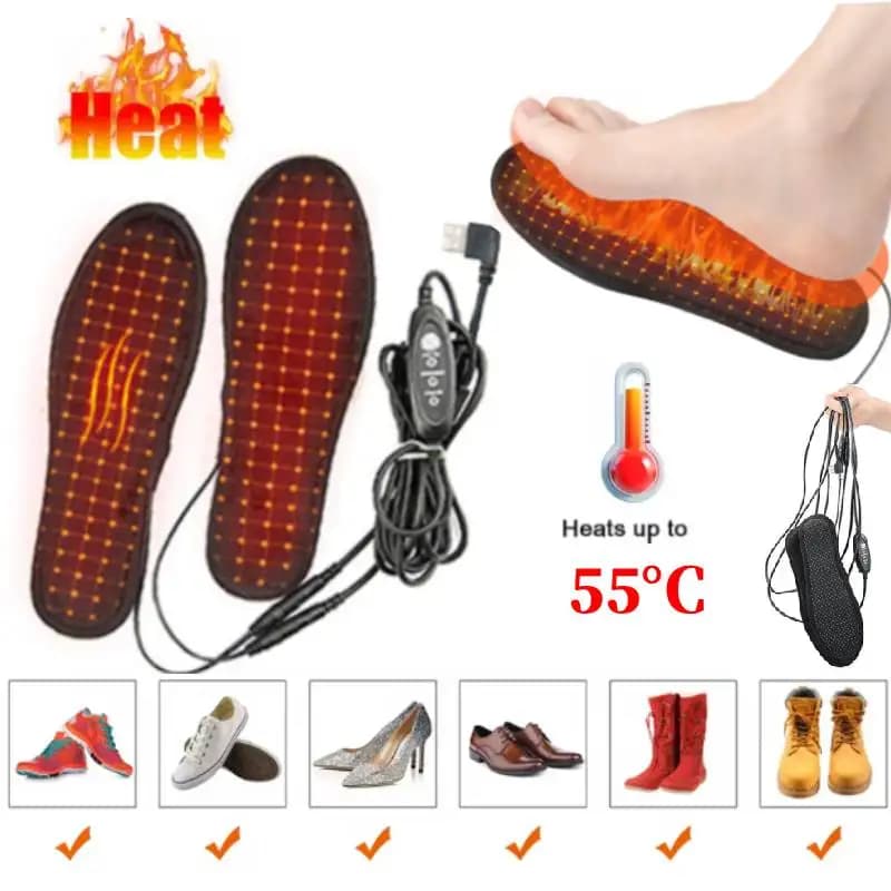 Solette Riscaldate USB, Cuscinetti Elettrici per Scarpe con Temperatura Regolabile, Scaldapiedi Ricaricabile per l'Inverno