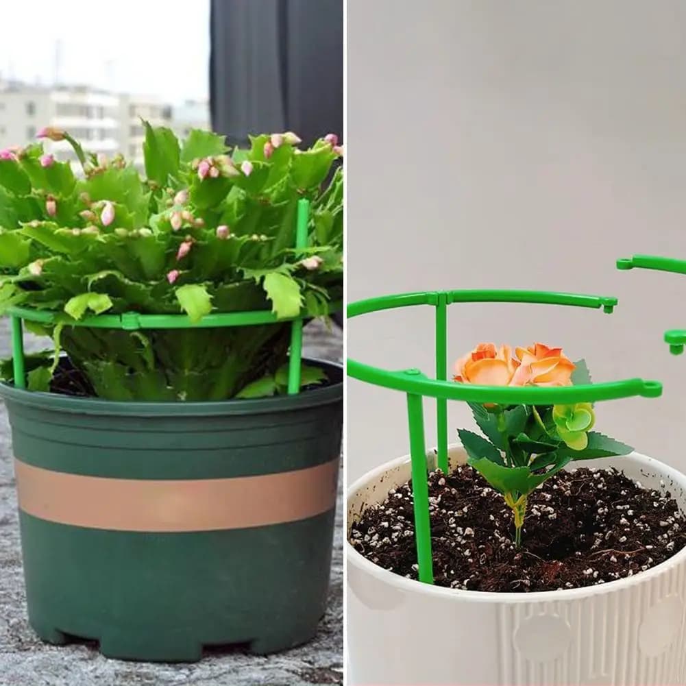 3/6/10Layers Plant Support Plant Stakes Round Plant Support Ring Plastic Plant Cage Holder Flower Pot Climbing Trellis
