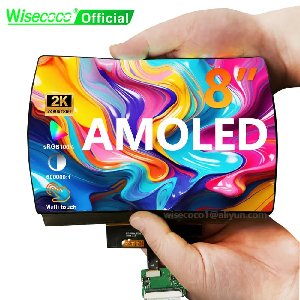 Wisecoco Display OLED curvo touchscreen AMOLED flessibile da 8 pollici 2k 2480×1860 600 nit 100% DCI-P3 per progetti fai-da-te Raspberry Pi