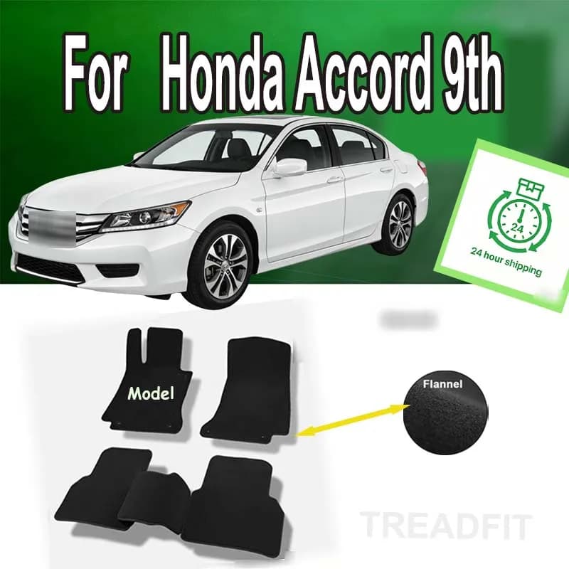 Nylon Suede Car Floor Mats For Honda Accord 9th Gen LX 2013~2017 4Door Sedan Rugs Panel Footpads Carpet Cover Pad