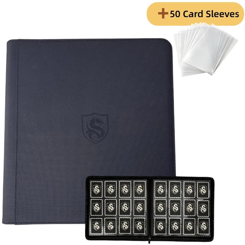 12-Slot Premium Side-Insert Card Binder, 20 Thick Inner Pages, 480 Card Slots, Includes 50 Card Sleeves, Available in Five Colors, Full Zipper Moisture-Proof and Dust-Proof Design, Multifunctional Side-Insert Binder, Suitable for Tcg/Star/Game/Baseball Card Collection Albums