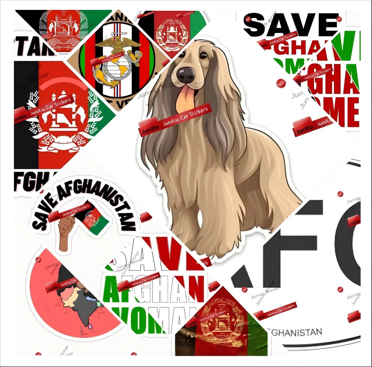 Afghan Hound Dog Decal Sticker Flag Afg Afghan Special Operations JTF Afghanistan 3 U.S. Army STICKER Vinyl Die-Cut Stickers PVC