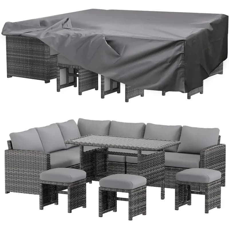 Set di Mobili da Giardino U-MAX 7 Pezzi con Copertura Impermeabile, Set Divano Componibile da Esterno