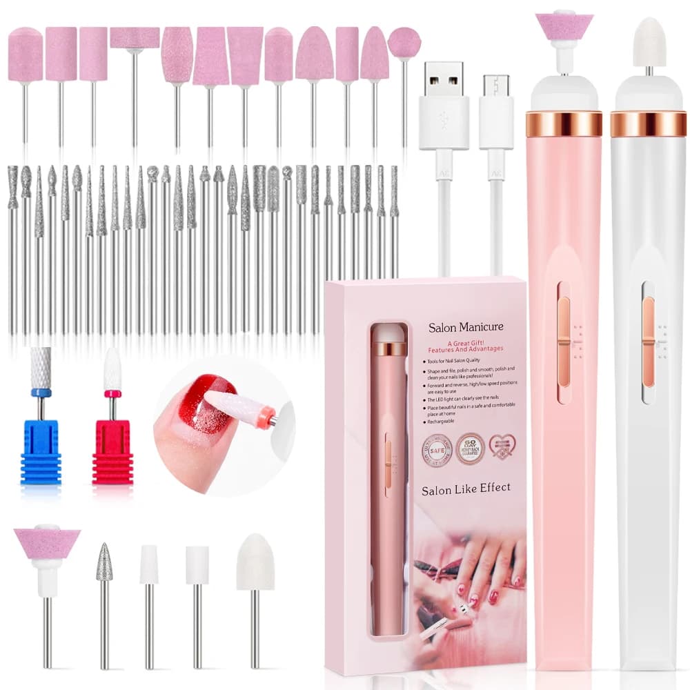 YIKOOLIN electric nail file Portable nail set with 4 speed Trimmer for cuticles instruments for Manicure and Battery Pedicure