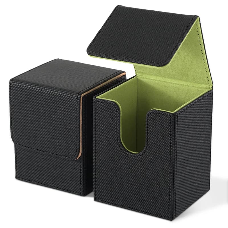 2 Pack Card Deck Box, Trading Card Storage Box Hold 100+ Single-Sleeved Cards, Magnetic Closure,PU Leather fits for CCG Cards