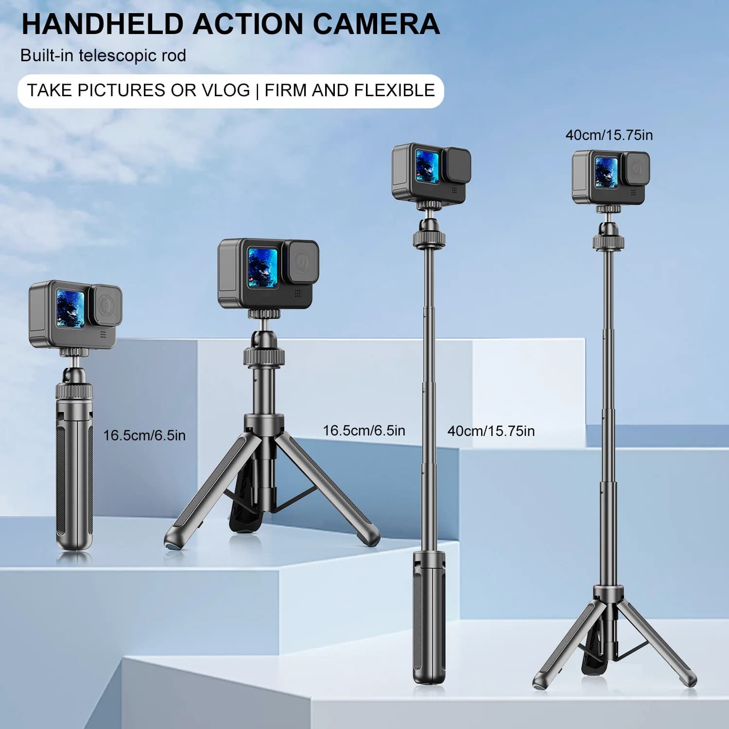 Treppiede portatile per selfie stick per accessori fotografici per fotocamera, regolabile a 360° ° Design Espandibile con Testa a Sfera