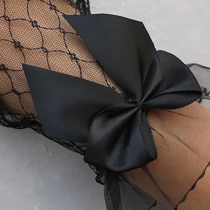 1 paio di maniche corte senza dita decorazione unghie accessori fotografia pizzo maglia guanti con fiocco cavo display smalto gel per unghie