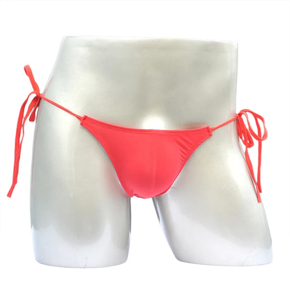 Slip Intimo Ricreativo Bikini sexy U Custodia convessa Slip ultra sottile con lacci in seta di ghiaccio Piscina leggera da uomo