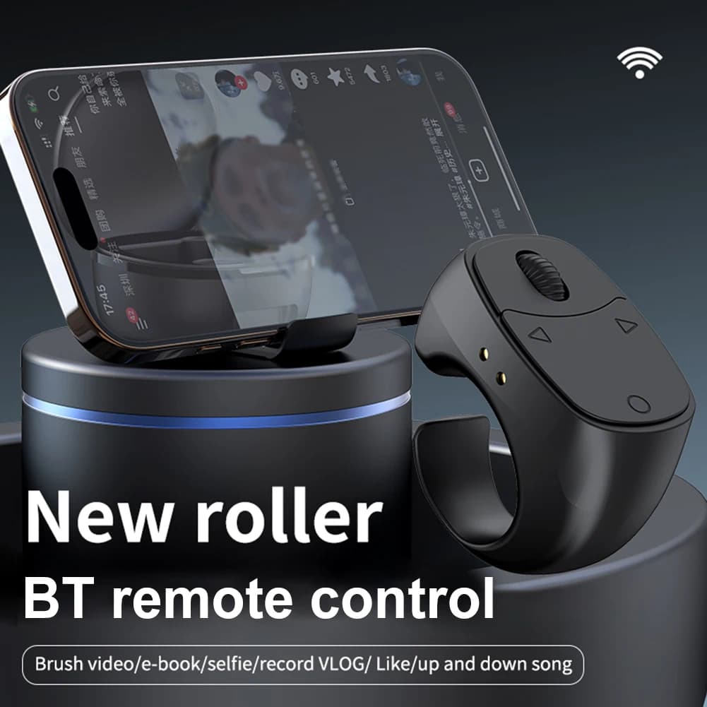 Anello di scorrimento Compatibile con Bluetooth 5.3 Otturatore per fotocamera wireless Pulsante selfie multifunzione Display digitale per smartphone
