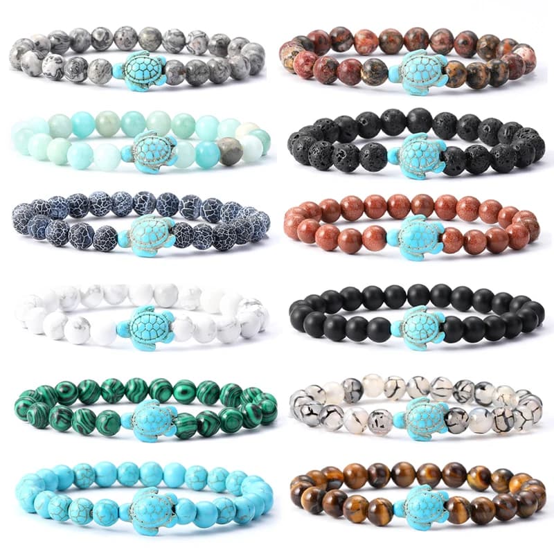 Braccialetto in polvere di pietra naturale bracciale donna uomo Beach Beach turchese accessori per tartarughe marine dalla collezione in stile marino