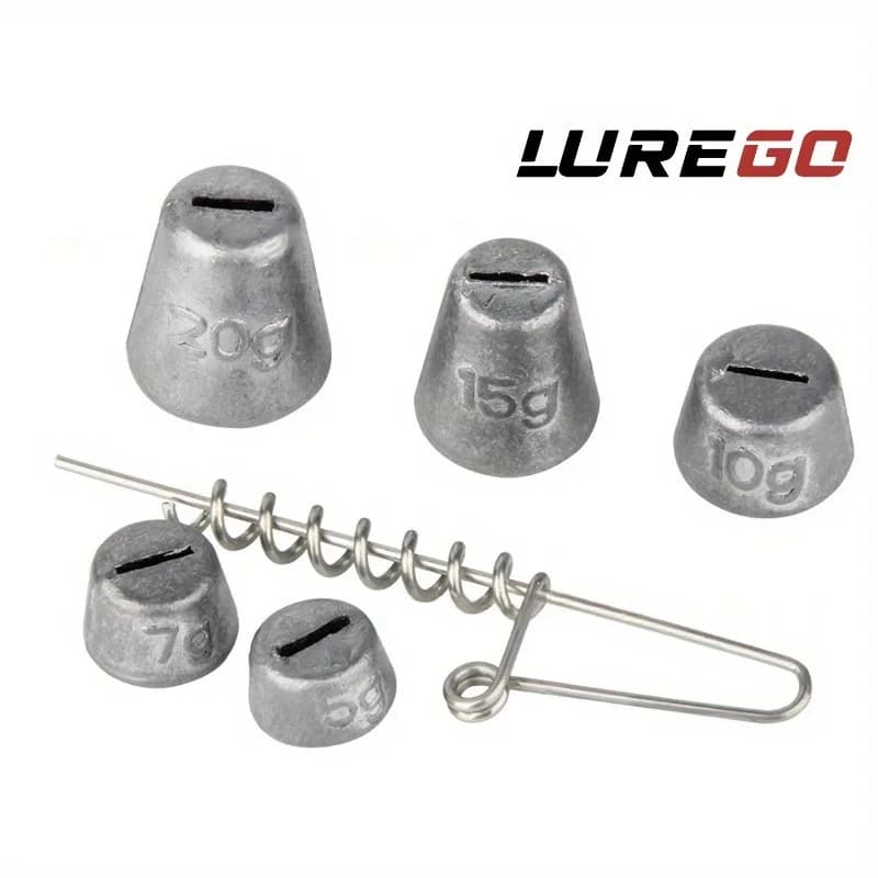 Kit of 12 Pieces for Soft Fishing Ears with Blocking Pins and Pesi | Set of Pins in Spring and Pesi in Lead | Anti-Lo loss system for Salt Water Fishing Ames