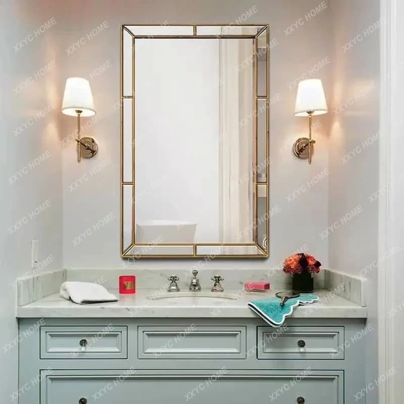 Specchio Quadrato da Bagno, Specchio Decorativo da Parete per Casa, Specchio Creativo da Parete per Trucco e Toilette