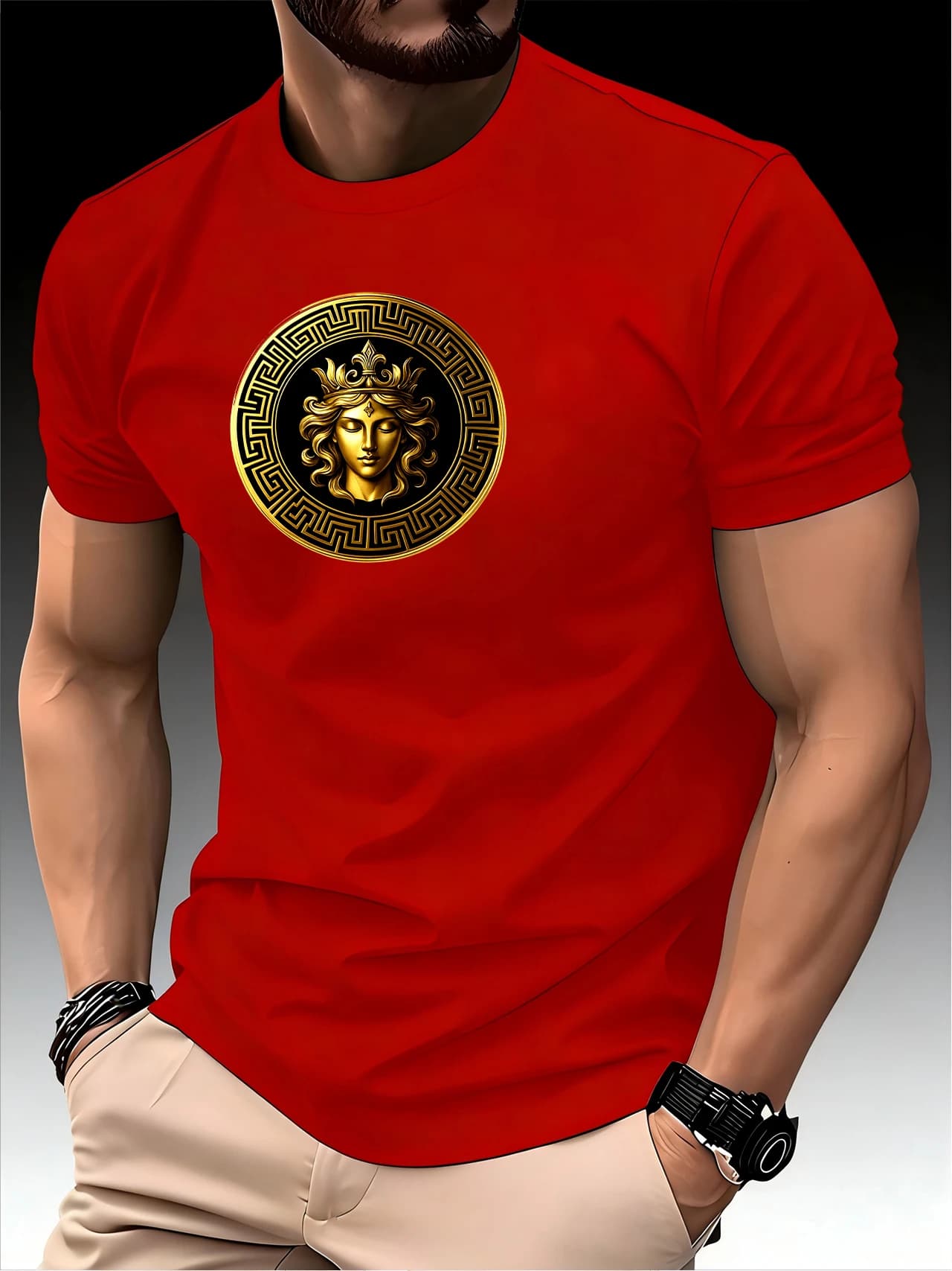 Nuova T-shirt Casual da Uomo Primavera/Estate con Stampa Sacra, Morbida e Ampia, Girocollo, Top da Uomo Morbido e Fresco a Maniche Corte