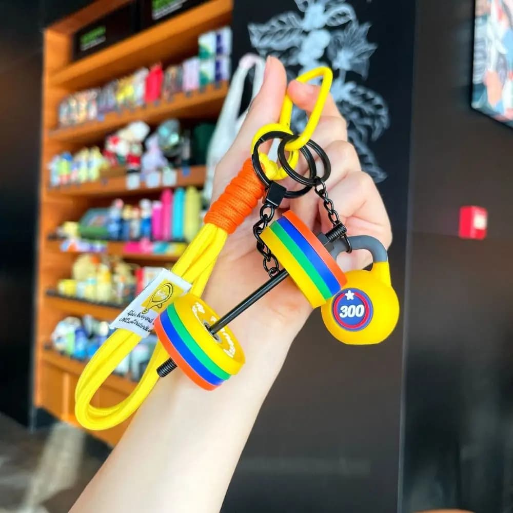Detachable Barbell Plates Keychain Kettlebell Water Cups Simulation Dumbbells Keyring Dopamine INS Fitness Series Pendant