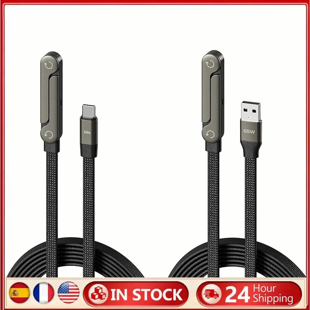 Cavo Dati Pieghevole 240W/65W con Supporto Telefono Integrato, Cavo Caricatore Invisibile con Supporto, Cavo di Ricarica Rapida per 17