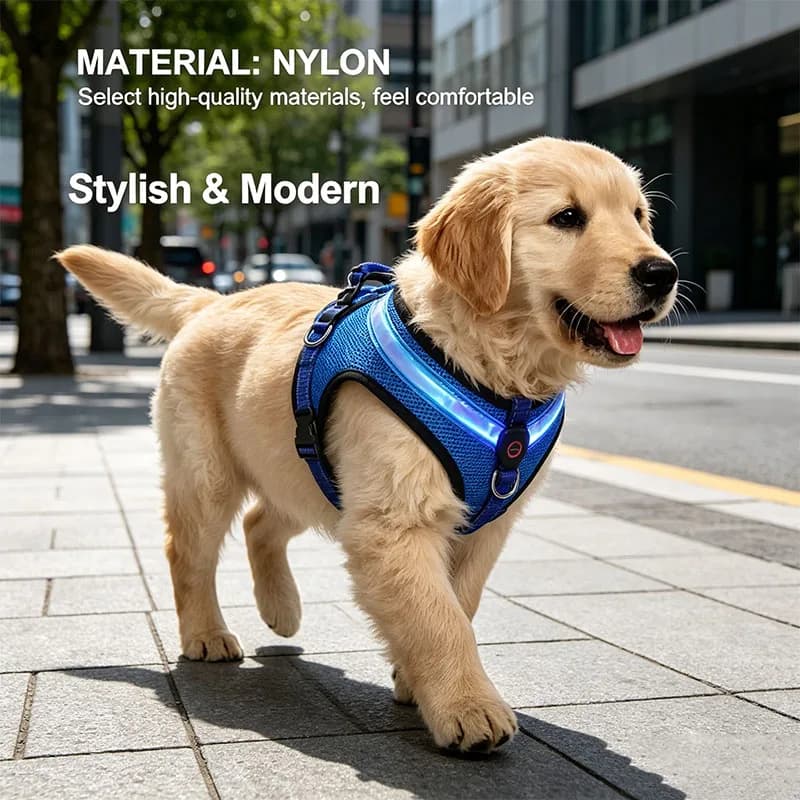 Practical Luminous Pet LED Harness 1pc Rechargeable Breathable Dog Traction Harness Waterproof Dog Vest Walking The Dog