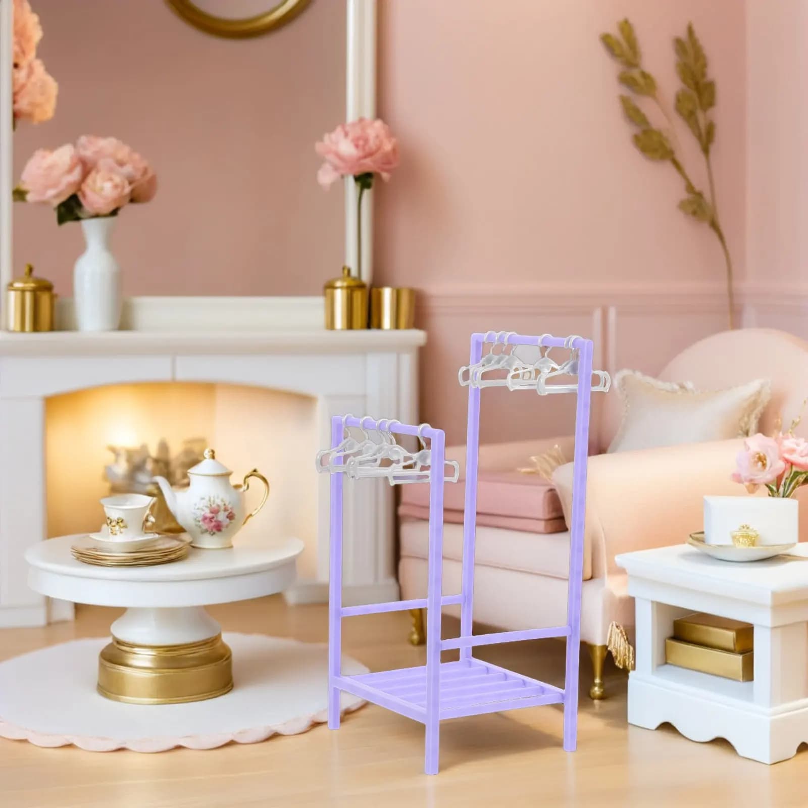 Set of 1 Stendibiancheria Miniatura Viola 30 cm, Realistic for Casa delle Bambole, for Bedroom and Laundry, with Small Clothes rack