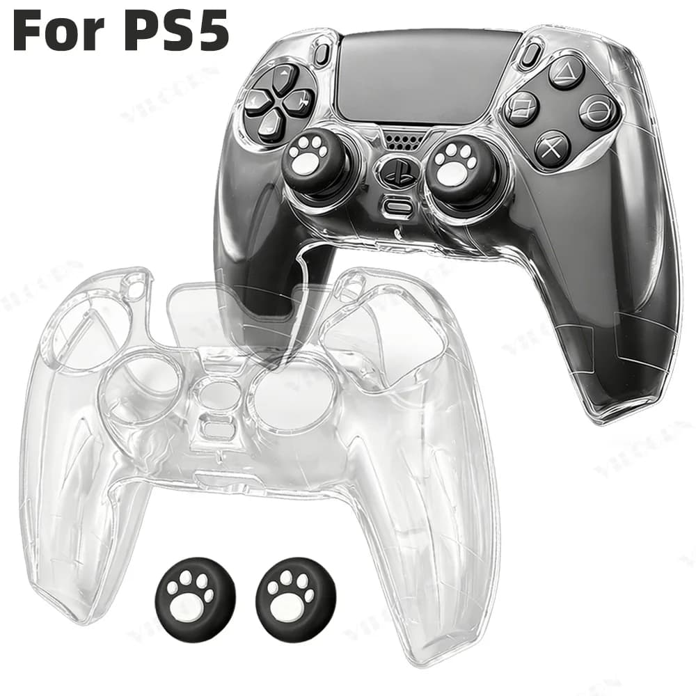 Cover Protettiva Ultra Sottile Trasparente per Controller PS5 con Copri-Grip per Thumbstick, Accessori per Gamepad PS5