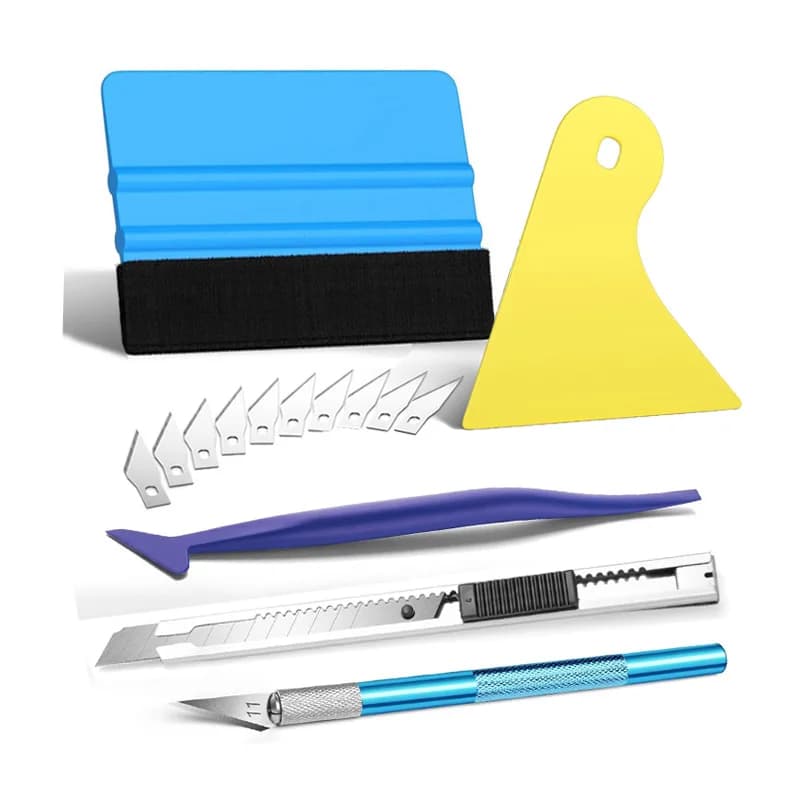 Nuovo Kit di strumenti per tinta per finestrino per auto Taglierina per vinile Pellicola Spatole per vinile Pellicola protettiva per vetro Strumento di avvolgimento per installazione 5-15 pezzi