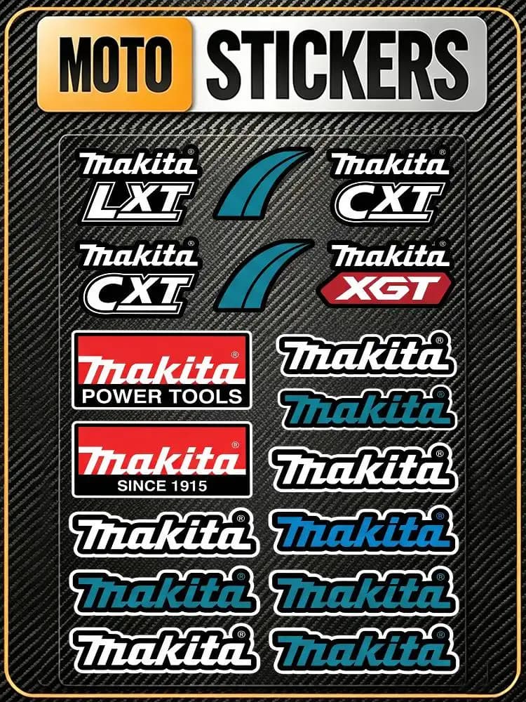 Adesivi Decorativi Riflettenti Impermeabili Universali MAKITA per Auto, Moto, Casco, Frigorifero - Nascondono Graffi