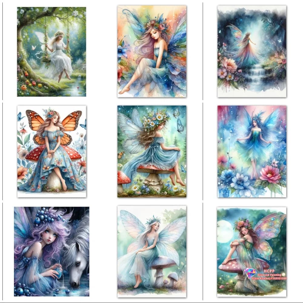 Kit per pittura con diamanti, punto croce, farfalla, fata, ragazza, 5D, fai da te, ricamo con diamanti, artigianato, decorazioni per la casa, regalo