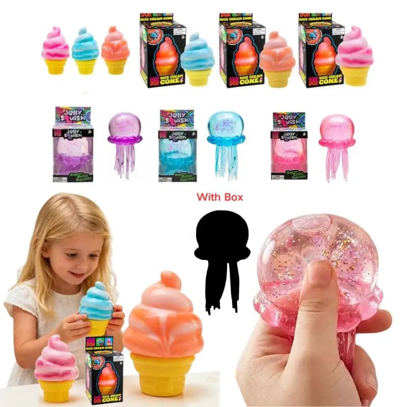 Schylling Jellyfish & Ice Cream Sensory Fidget Toy Blind Box Morbido Giocattolo Antistress Squishy Anti-Ansia