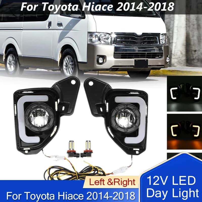 Luci di marcia diurna a LED DRL sinistra destra con lampadine H11 6000K ~ 6700K per Toyota Hiace 2014-2018 Gruppo fendinebbia Luci diurna