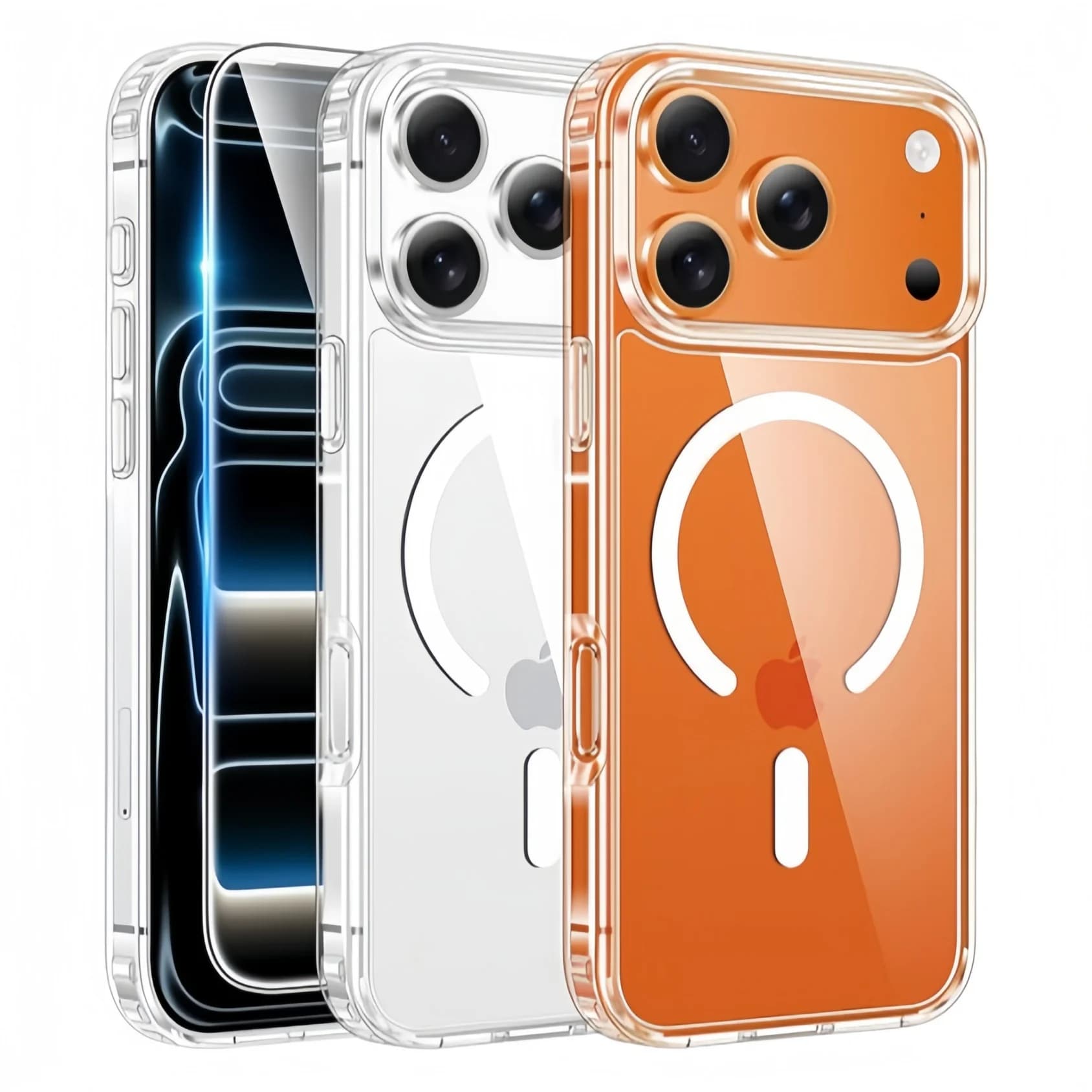 For iPhone 17 Pro Case Compatible with Magsafe Transparent Magnetic Shockproof Protective Cover with Screen Protector -Clear