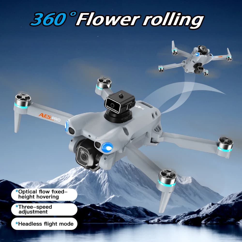 New AE5 Pro Original Drone 8K HD Quadcopter with 4.5” Screen Control 20 Min Battery Headless Mode 360° Flip Mini Helicopter