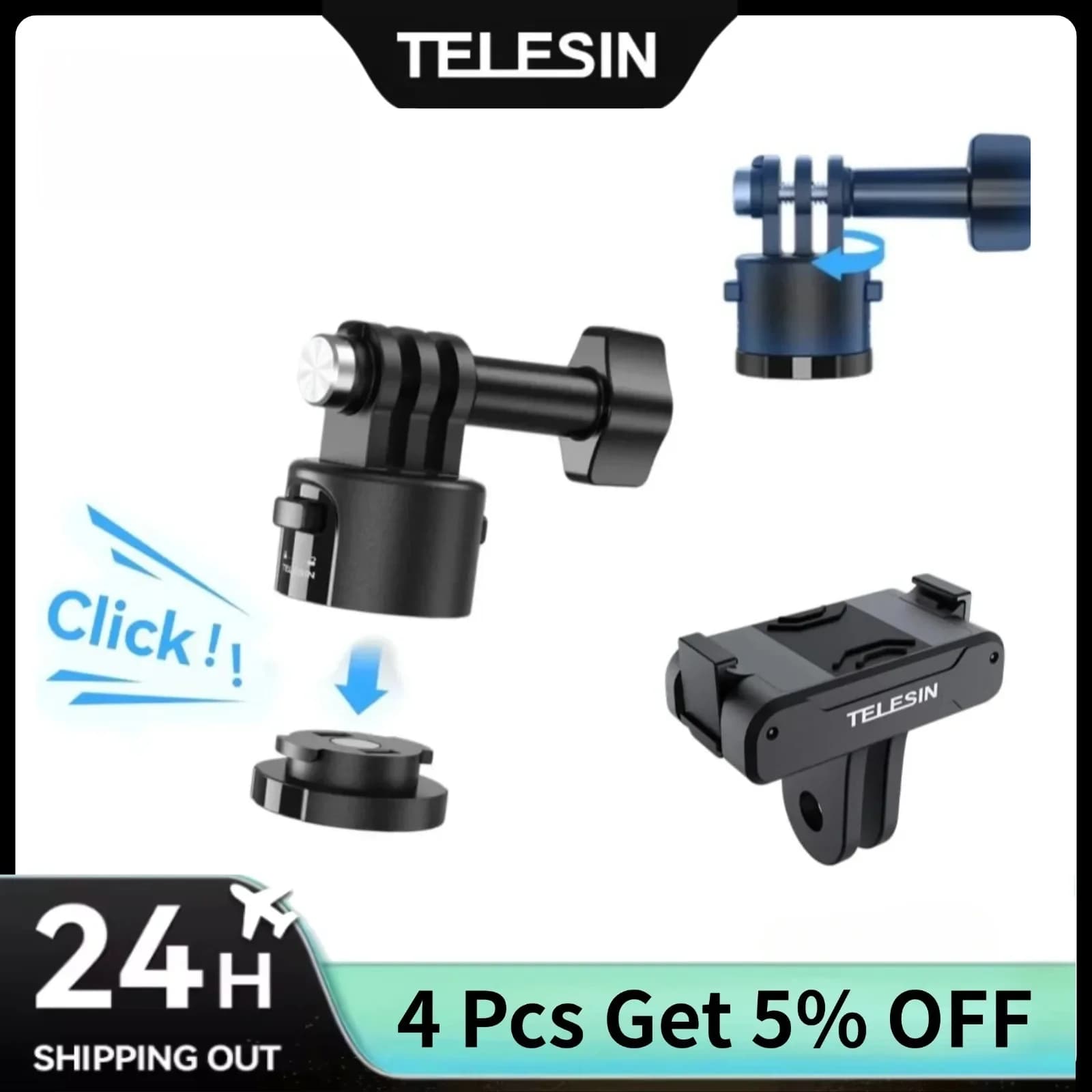 TELESIN Adattatore magnetico a sgancio rapido per Gopro Hero13 12 11 10 9 8 7 6 DJI OSMO Action 5 4 3 Insta360 X4 ACE Pro Kit adattatore
