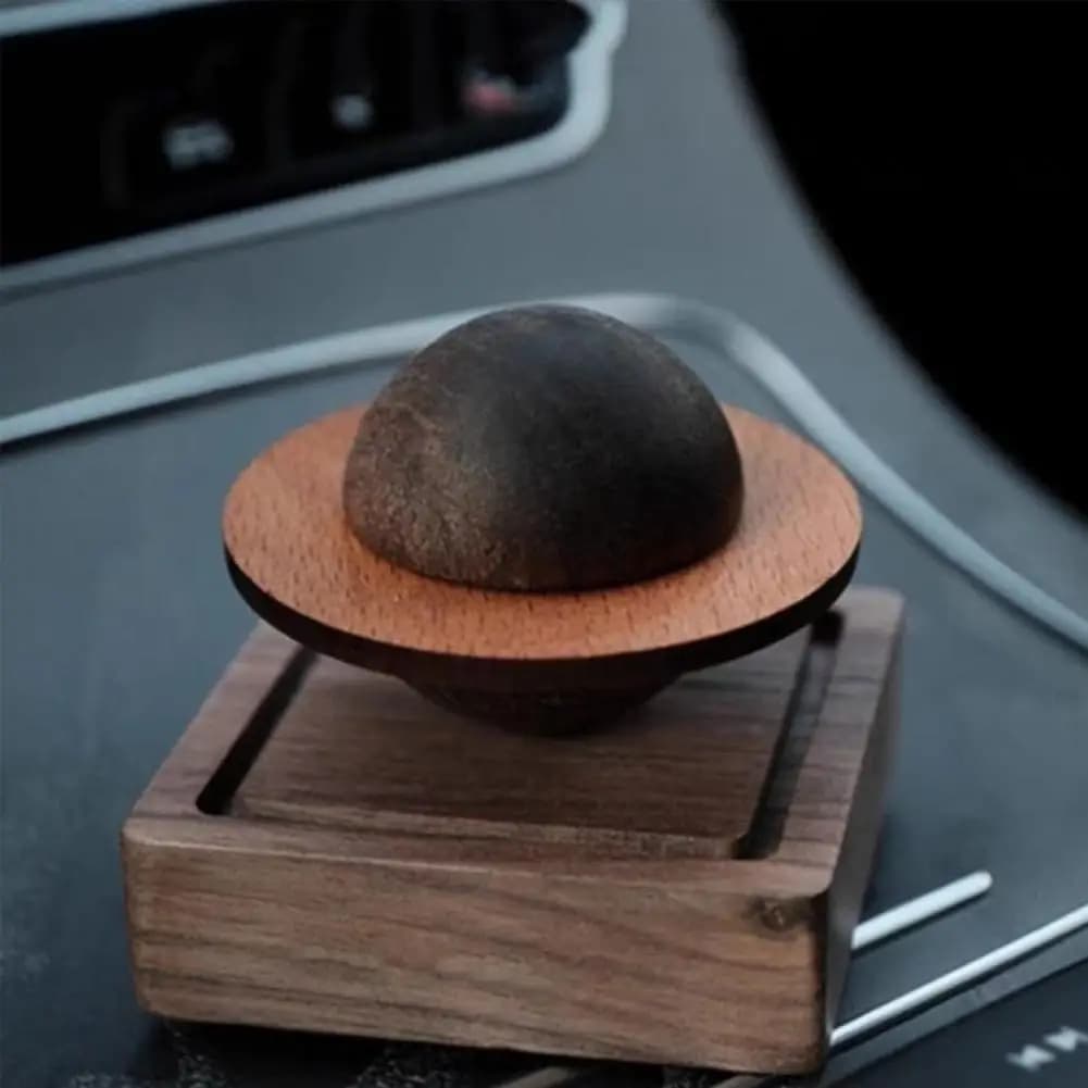 Diffusore di Oli Essenziali in Legno Planet, Aromaterapia, Legno di Noce Nero e Faggio, Decorazione da Scrivania, Regalo Rilassante, Ornamento per Casa e Auto