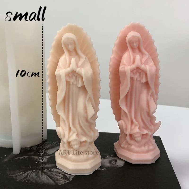 Little Virgin Mary Silicone Candle Print Christ Religious Statue of Birth Mother Gesso Crafts Resin Prints Decorative Gift