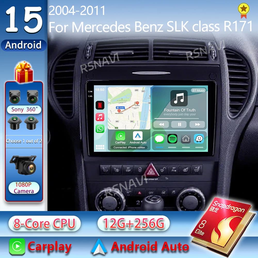 Android 15 Autoradio Per Mercedes Benz SLK classe R171 SLK200 SLK280 SLK300 2000-2011 Navigazione GPS Lettore Multimediale Stereo DSP