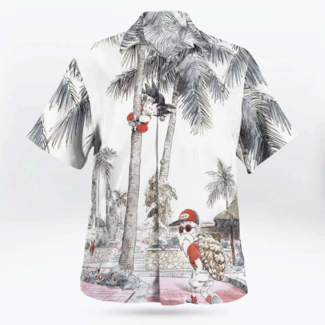Camicia Hawaiana con Bottoni Goku e Maestro Roshi 2026, T-Shirt Estiva Sportiva da Uomo, Abbigliamento per Bambini, Maglietta Y2k da Donna