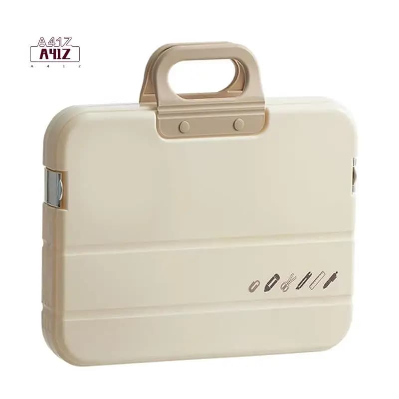 Cartella portadocumenti in plastica A41Z-A4 con maniglia di blocco File portatile Forniture per archiviazione impermeabili Borsa per documenti multiuso