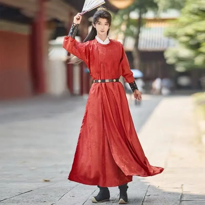 Abito Hanfu cinese aggiornato Uomo Donna Tradizionale dinastia Tang Girocollo Abito Vintage Cool Royal Knight Abbigliamento Cosplay Solido