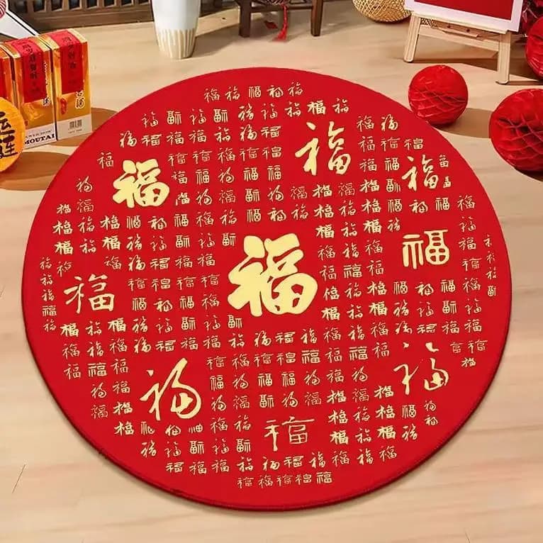 Tappeto Rotondo in Velluto Cristallo per il Primo Compleanno del Bambino, Stile Cinese, Lavabile in Lavatrice, Nuovo Tappeto Decorativo per la Casa