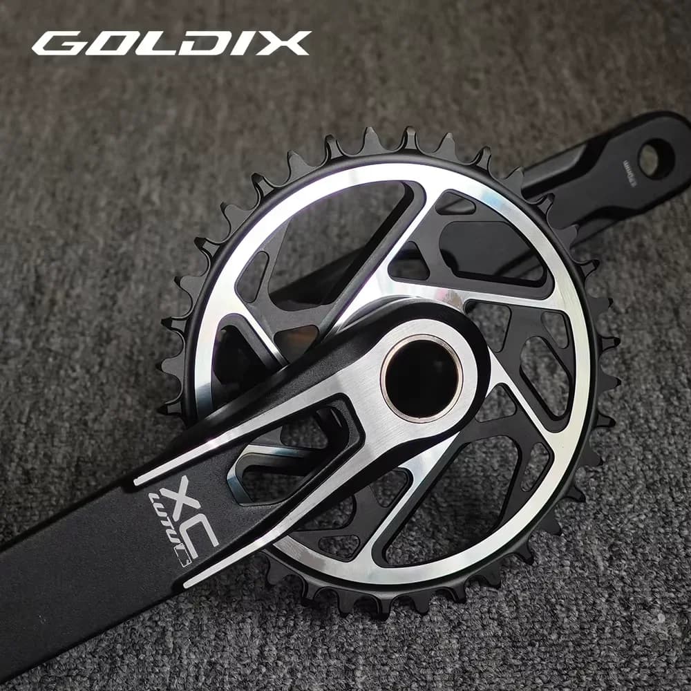 GOLDIX Set di ruote per pedivella per mountain bike, fisse con 3 viti, lunghezza gamba 170 mm/175 mm offset 3 gradi 30T 32T 34T 36T 38T