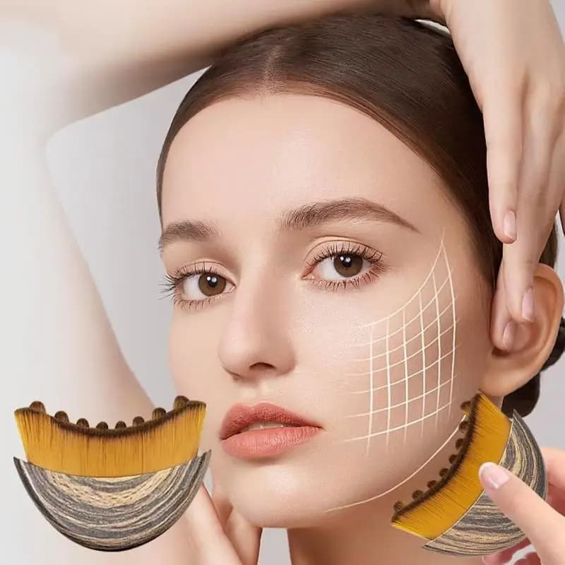 Massaggiatore per drenaggio linfatico per scolpire il viso Pennello per trucco viso contorno linfatico Pennello per trucco a secco Pennello per trucco viso