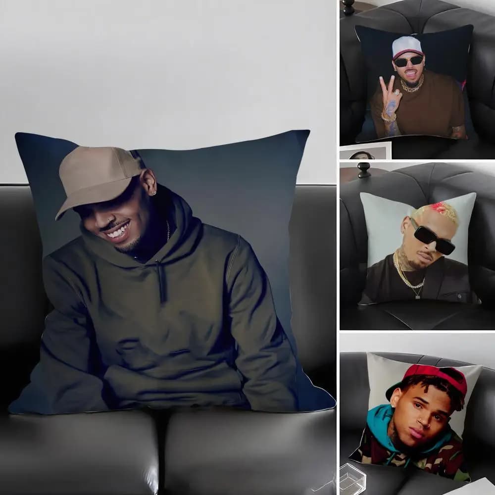 Fodera per cuscino C-Chris BrownN Rapper, tessuto ultra morbido e delicato sulla pelle, comfort simile a nuvole e cerniera nascosta