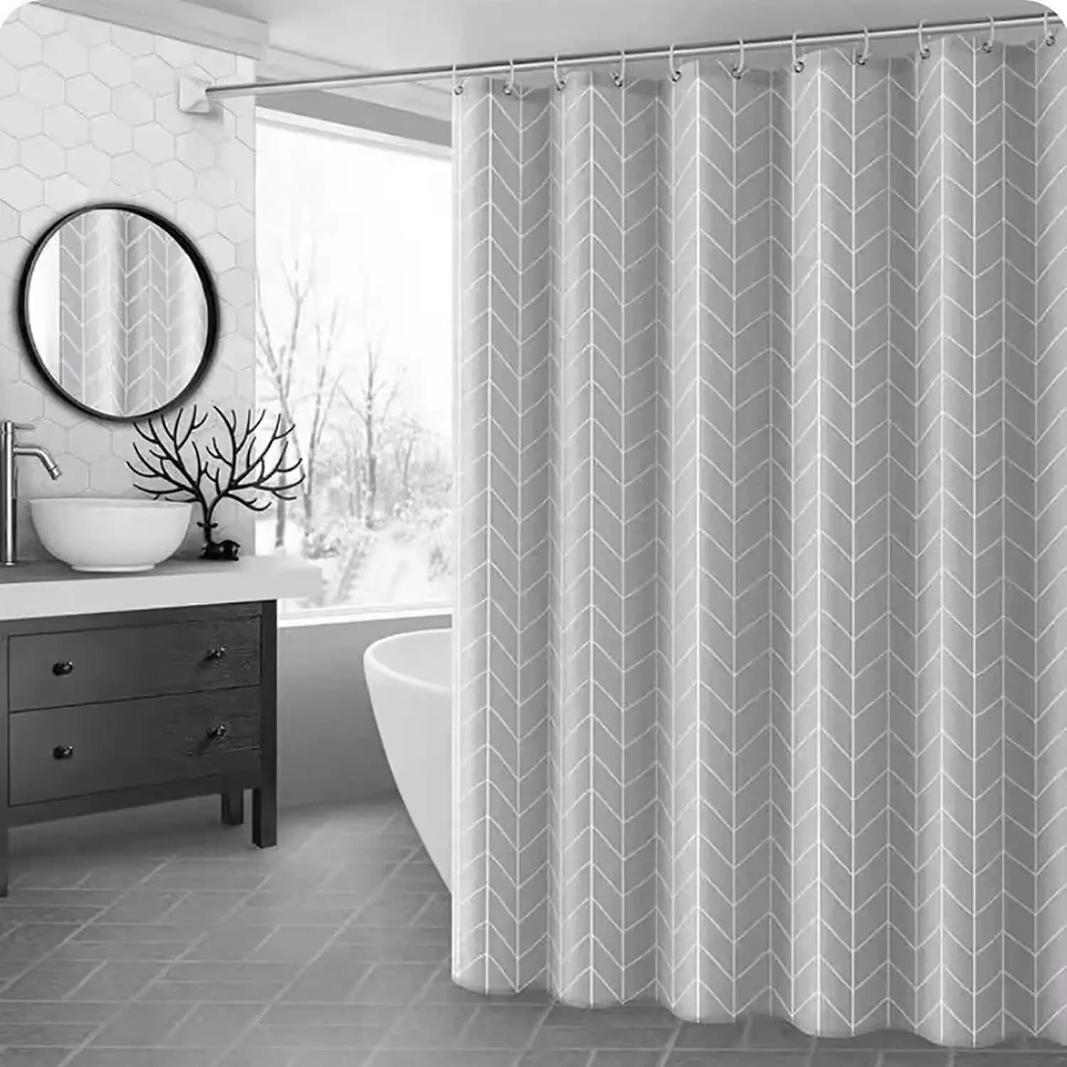Tenda da doccia con motivo 180 cm Tenda da doccia impermeabile PEVA Nuova tenda divisoria da bagno moderna con gancio Decorazione del bagno